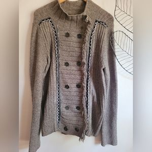 FREE PEOPLE fringed double buttoned sweater Large